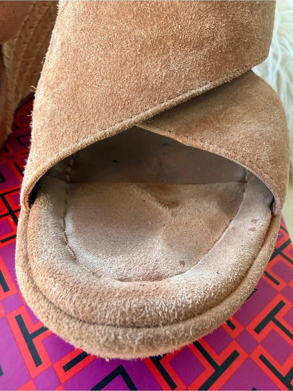 Tory Burch Bailey 110mm Wedge Mule | New Cuoio Suede | Size 6
